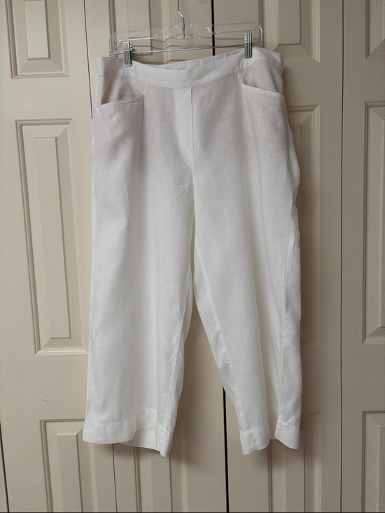 J. Jill Pants - J. Jill White "Love Linen" Cropped Pants